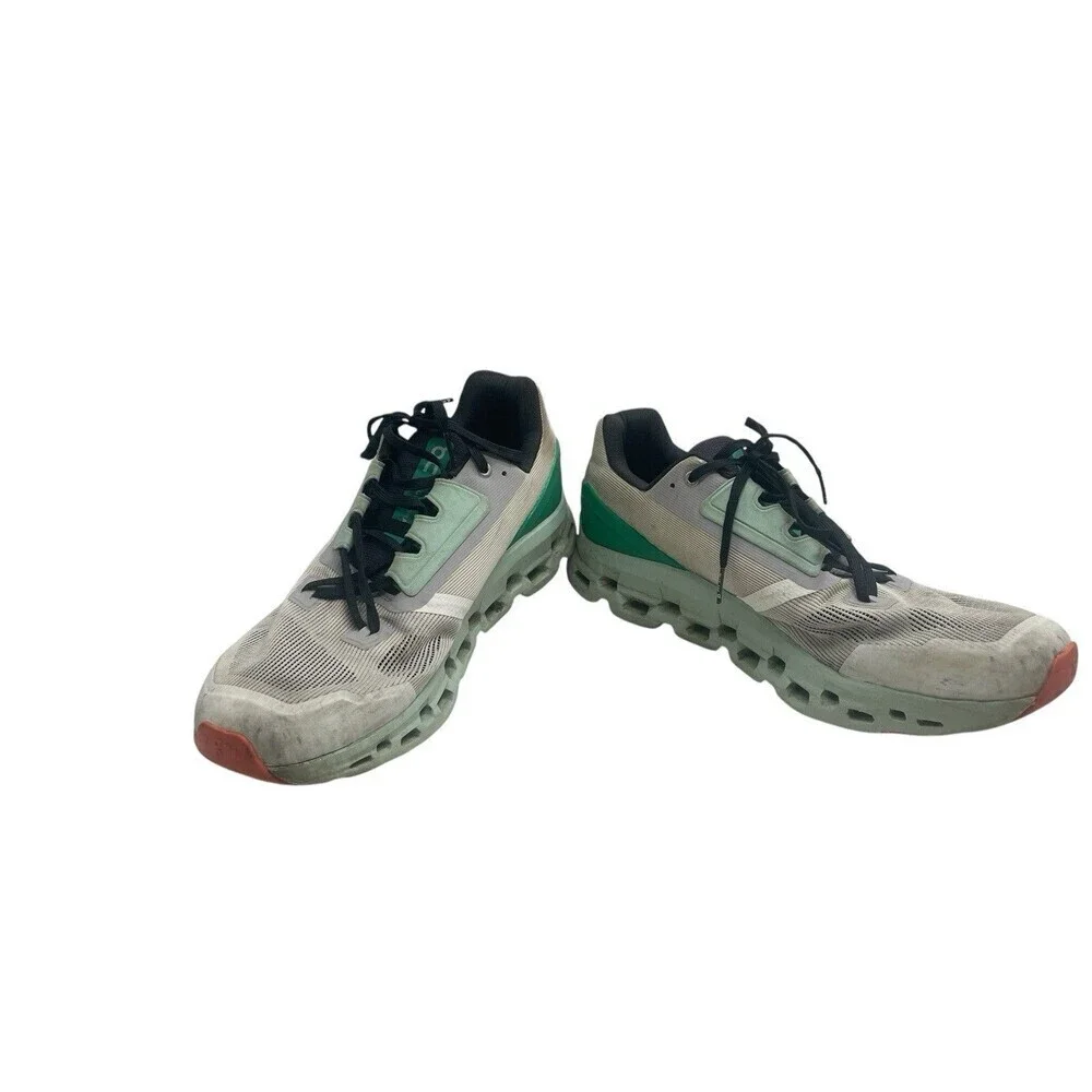 On Cloudstratus Men Size 12 Gray Green White Light Running Shoes